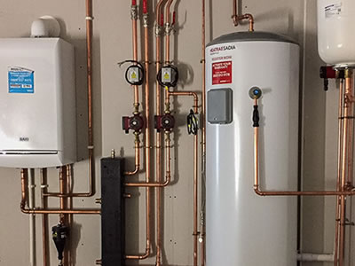 Photo of new build boiler, hot water and underfloor heating installation